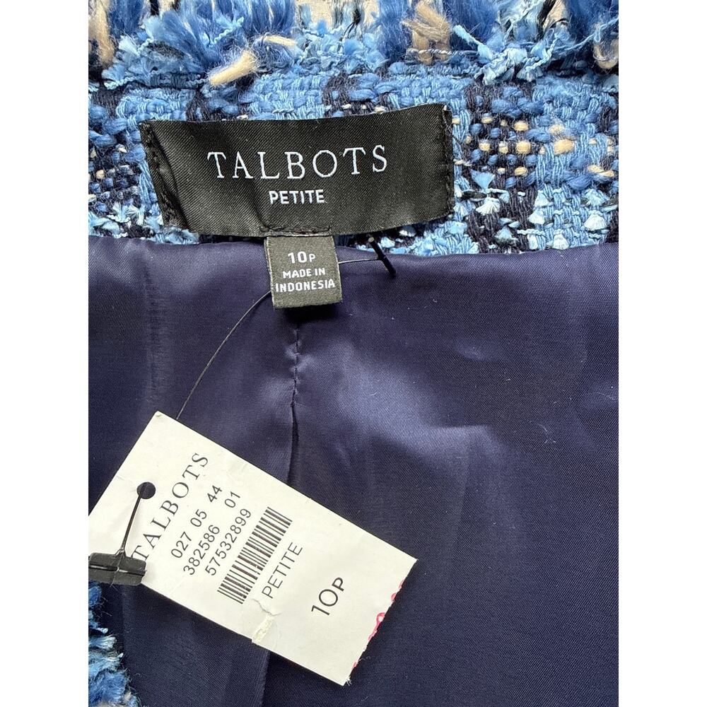 Talbots Blazer Exquisite Tweed Jacket in Blue Plaid Tweed Size 10 Petite NEW NWT - Picture 8 of 8